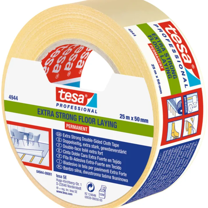 Tesa permanent dobbeltklæbende tape, 50 mm, 25 meter