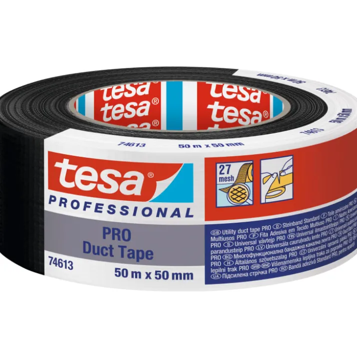 Tesa Pro 74613 lærredstape, sort, 50 mm, 50 meter