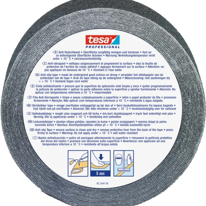 Tesa skridsikker tape, sort, 50 mm, 15 meter