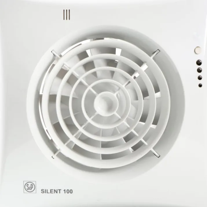 Thermex Silent 100CHZ Visual badventilator, fugtstyring, timer, Ø100 mm, hvid