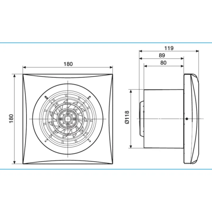 Thermex Silent 200CRZ badventilator, timer, Ø120 mm, hvid
