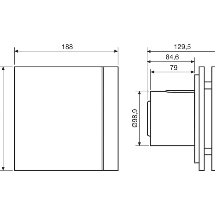 Thermex Silent 100 Design CZ badventilator, Ø100 mm, hvid