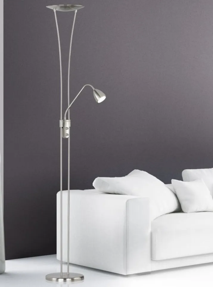 Trio Lighting Arizona gulvlampe, børstet stål