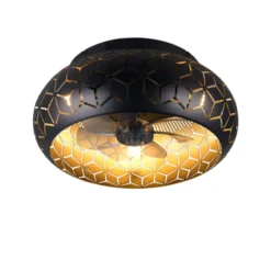 Trio Lighting Bidar loftventilator med lys, sort/guld