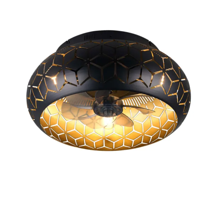 Trio Lighting Bidar loftventilator med lys, sort/guld