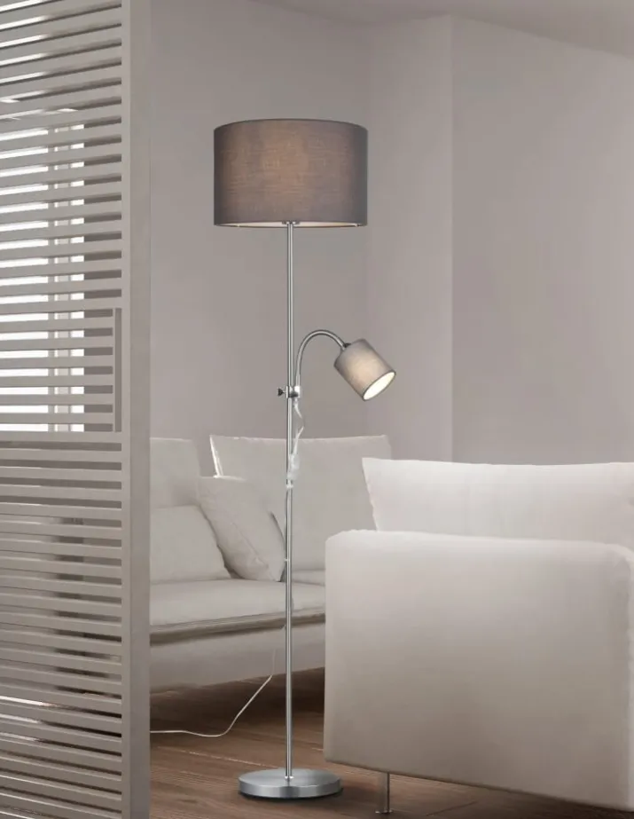 Trio Lighting Owen gulvlampe, grå