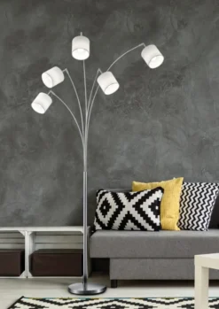 Trio Lighting Tommy gulvlampe, børstet stål