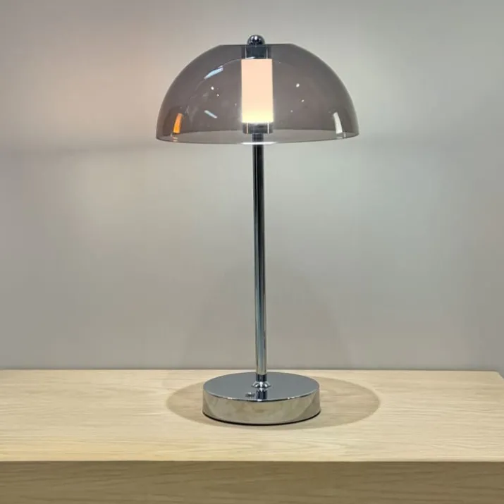 Veli Line Shade genopladelig bordlampe, røgfarvet