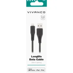 Vivanco LongLife kabel USB-A til lightning, 2,5 meter