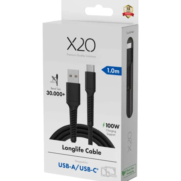 Vivanco Longlife USB-C/USB-A kabel, 0,5 meter