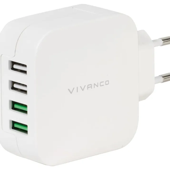 Vivanco opladerstik til 4 stk. USB-A med Smart IC, 24W