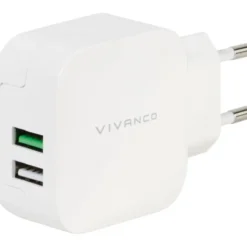Vivanco opladerstik, USB-A med Smart IC, 17W, hvid