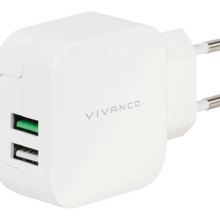 Vivanco opladerstik, USB-A med Smart IC, 17W, hvid