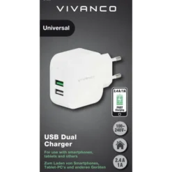 Vivanco opladerstik, USB-A med Smart IC, 17W, hvid