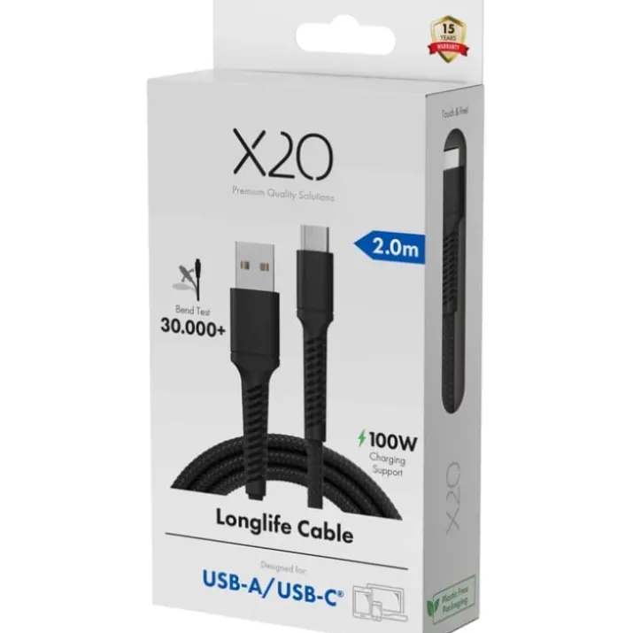 Vivanco USB-A til USB-C kabel, 2 meter, 60W