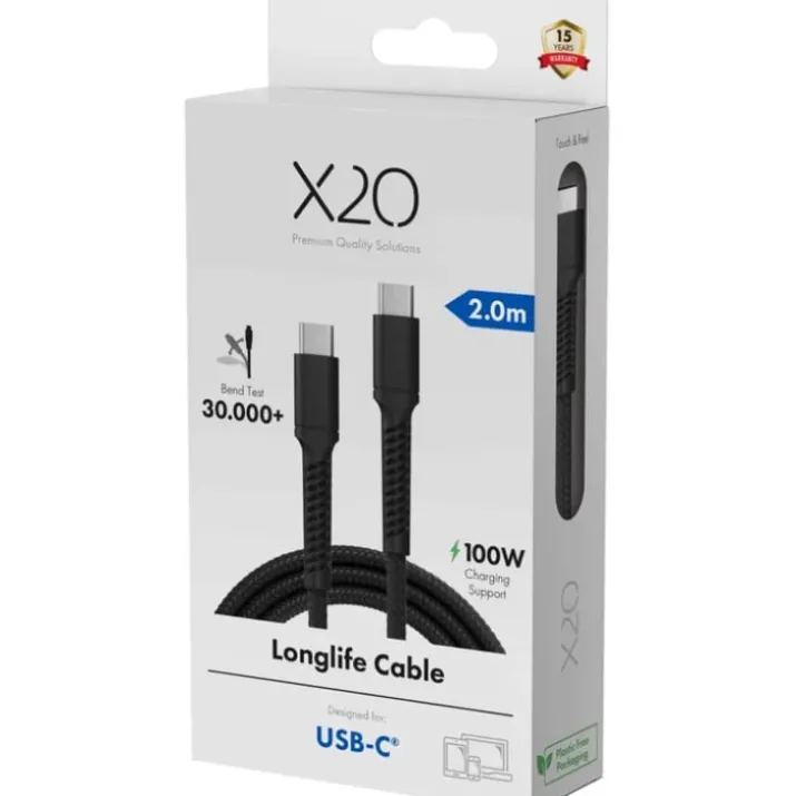 Vivanco USB-C kabel, 2 meter, 100W