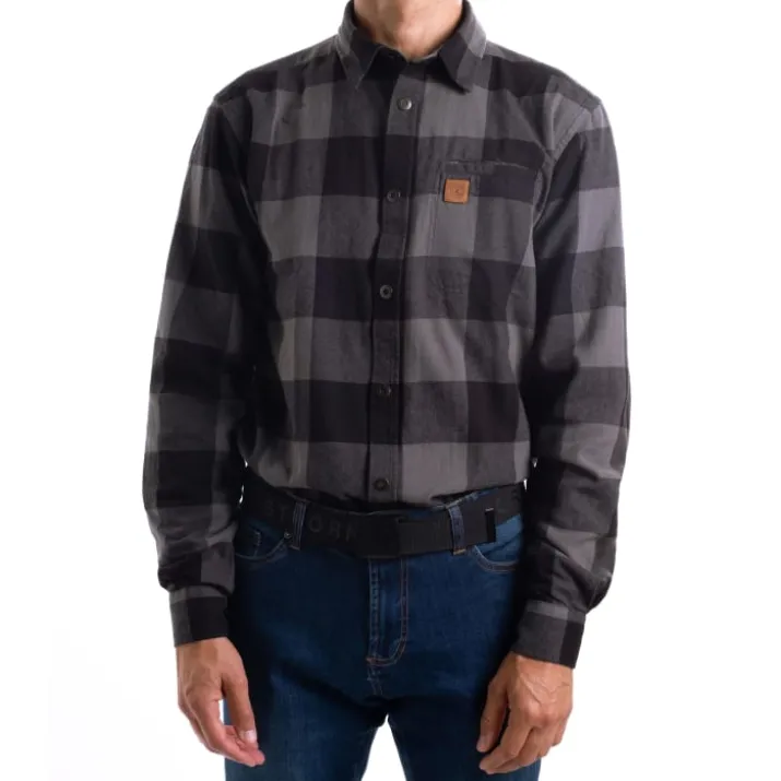 Westborn skovmandsskjorte, mørkegrå/sort, str. 2XL