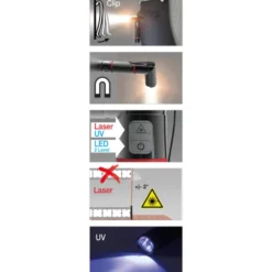 Wiha lommelygte med LED, laser og UV-lys