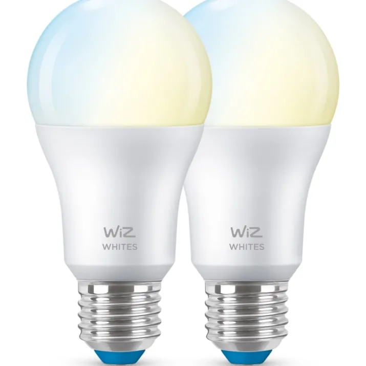Wiz E27 standardpære, 2700K-6500K, 8W, 2-pak